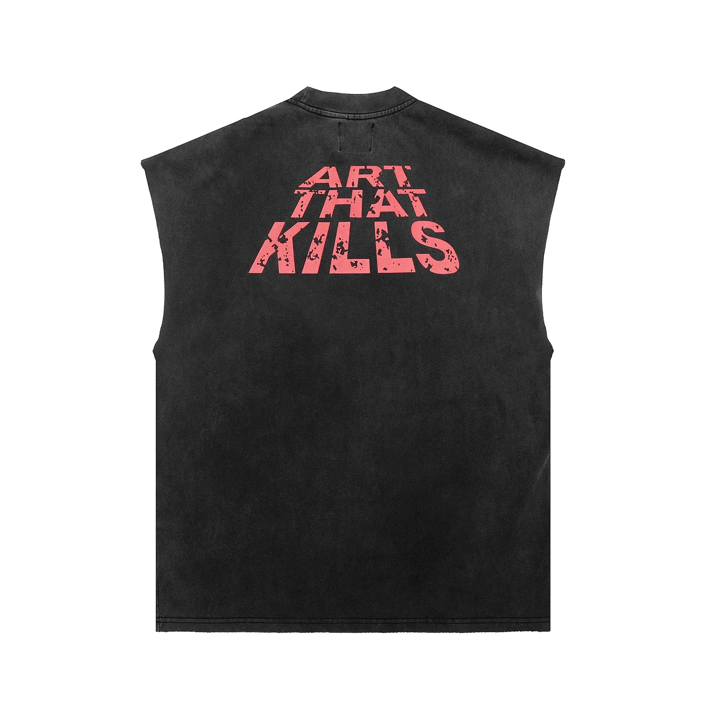 pt model number #G1016 P116 GALLERY DEPT. Old and frayed sleeveless waistcoat short sleeves. Skull and snake year limited edition. Front and back printing. Made of 280G double yarn pure cotton. The fabric is comfortable and stylish. After washing and distressing, the upper body becomes more fashionable and cool. The collar and hem are frayed. The design is full. The US version is too large. Color: washed black, apricot, size S/M/L/XL.